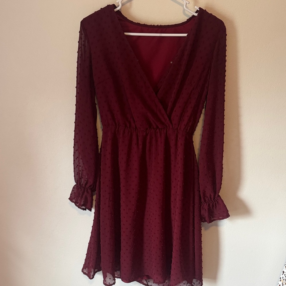 Elegant Burgundy Wrap Dress